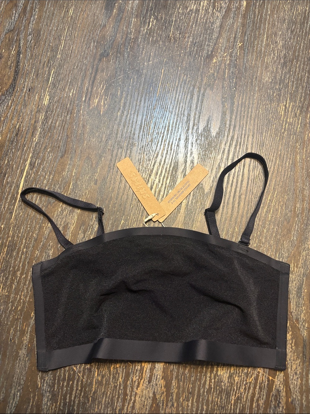 SKIMS Black onyx mesh sheer small NWT Strapless-to-Strap Bandeau